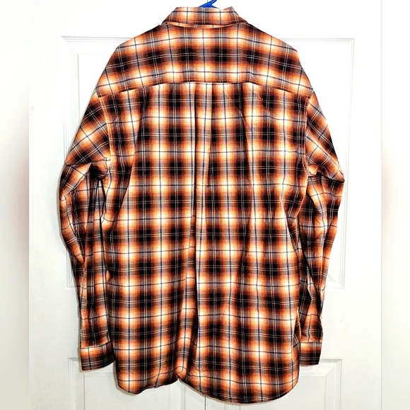 Cinch Men's Orange‎ Brown Western Button Down Shirt Large Rodeo Ranch Cowboy - Picture 9 of 9